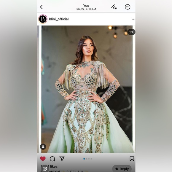 Billini Mint Green and Gold Embellished Wedding Dress - Picture 6 of 6